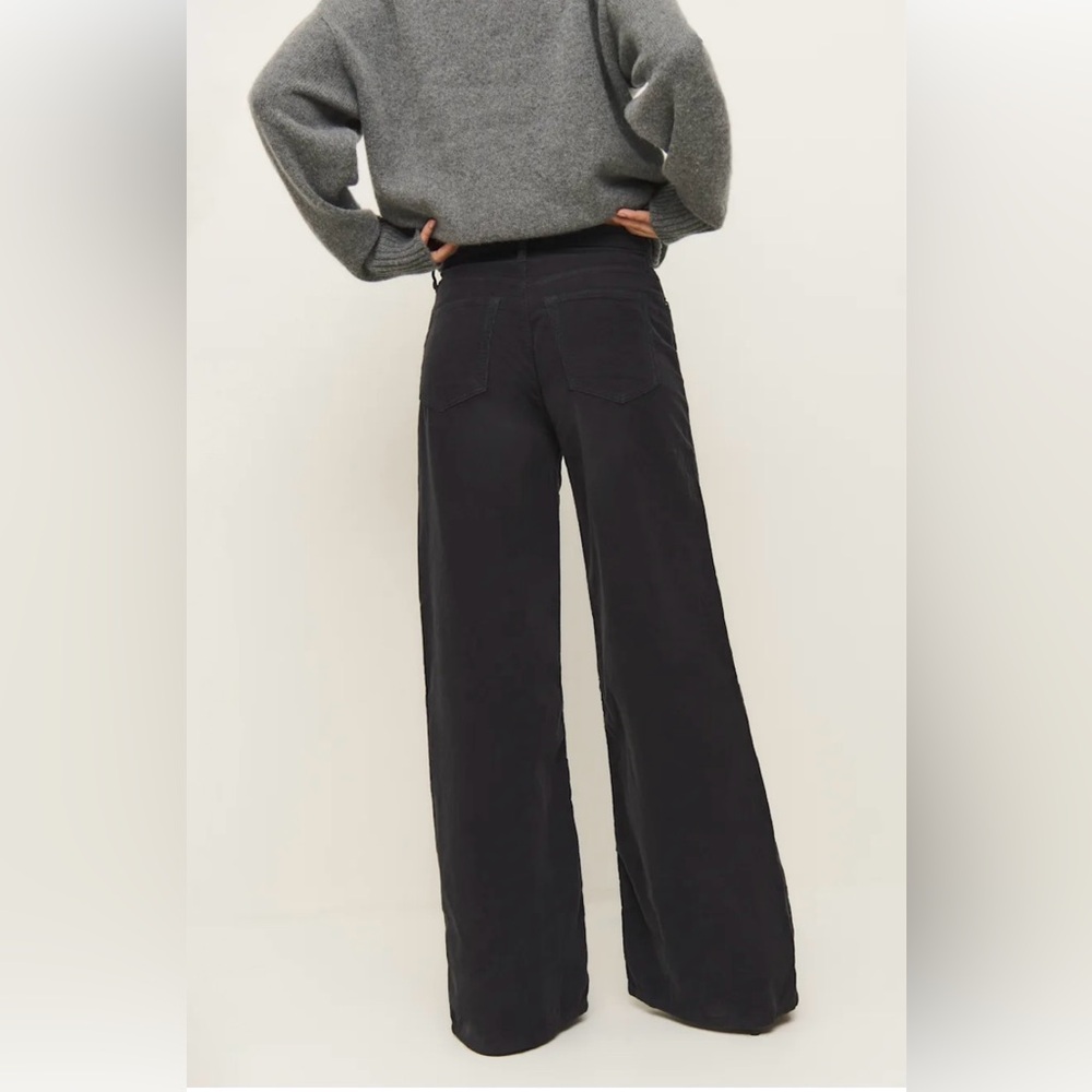NWT Reformation Women's Eden Corduroy Black Wide-Leg Pants Sz 28 MSRP:$198 - Picture 2 of 8